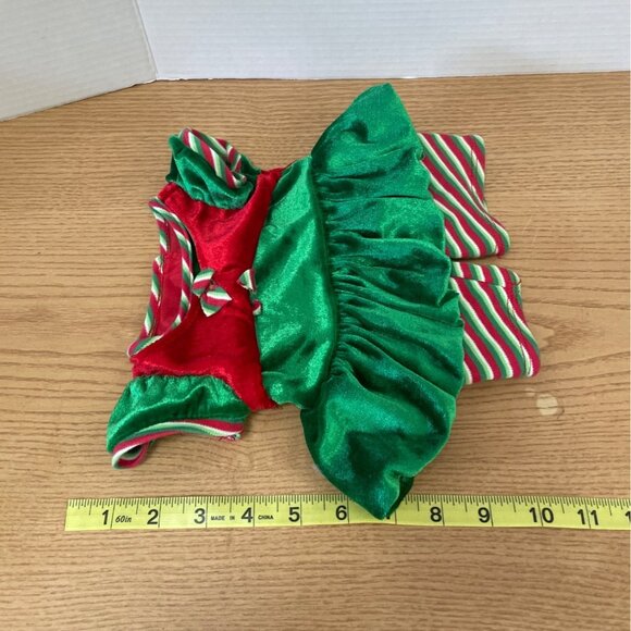Build a Bear Workshop Holiday Outfit Elf Costume Christmas Green Red Stripped - Picture 8 of 8